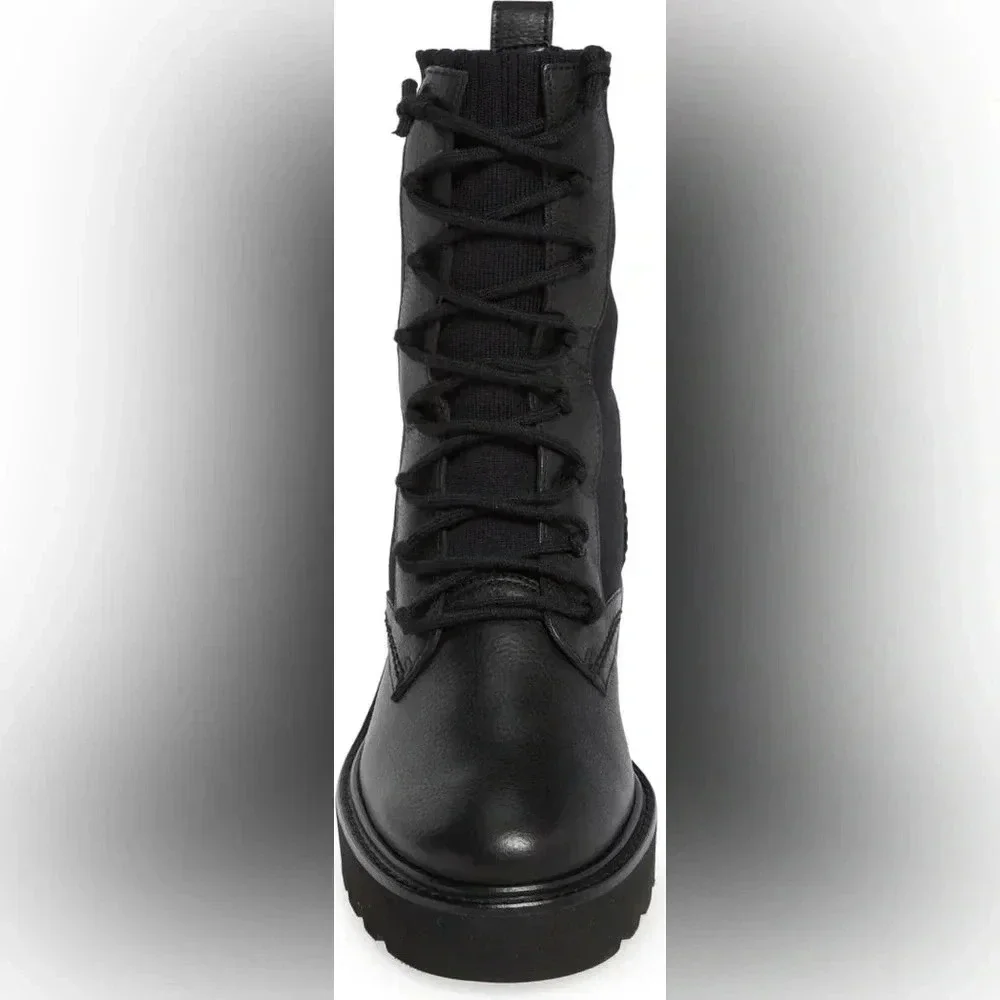 Paul Green nwt $390 Combat Boots Black on Black - Picture 3 of 6